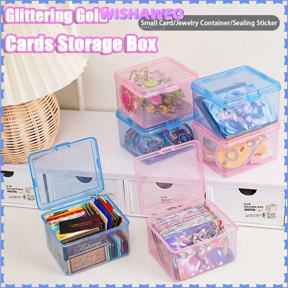 หวังวัโอ กล่องเก็บ,พลาสติกใสรูปสี่เหลี่ยมผืนผ้ากล่องเก็บ,อเนกประสงค์ขนาดเล็กผู้ถือบัตรเครื่องประดับค
