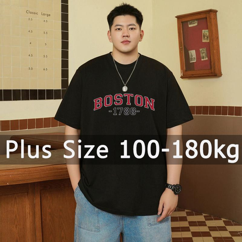 เสื้อยืดผู้ชายขนาดบวก4เอ็กซ์แอล พิมพ์สำหรับ110-180กิโลกรัม ฤดูร้อน ผ้าฝ้าย เสื้อยืดคอกลมแขนสั้น ท็อปส์ไซส์ใหญ่