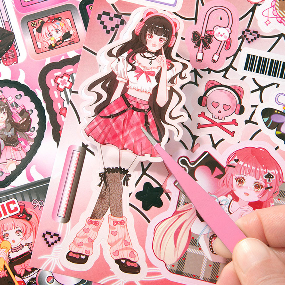 Creative Girls Dress-up Stickers Non-cutting Large-size Character Handbook Stickers Handmade DIY Sti