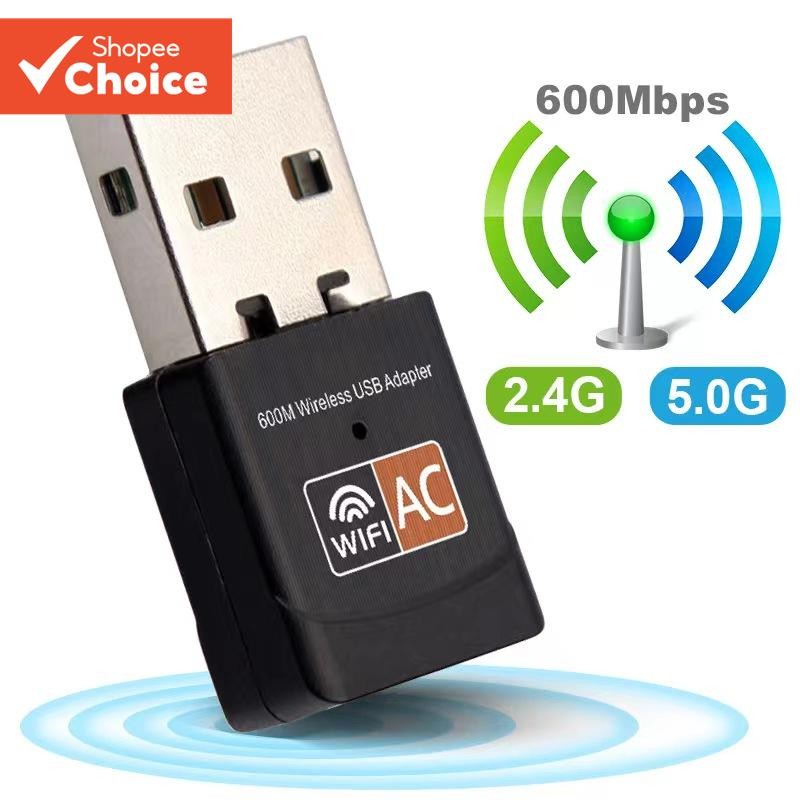 อะแดปเตอร์ USB Wifi Dual Band 2.4GHz 5GHz 600Mbps ไร้สายสําหรับแล็ปท็อปเดสก์ท็อป