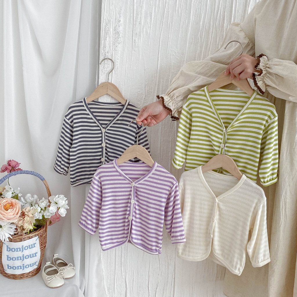 Summer 0-2 baby striped thin cardigan