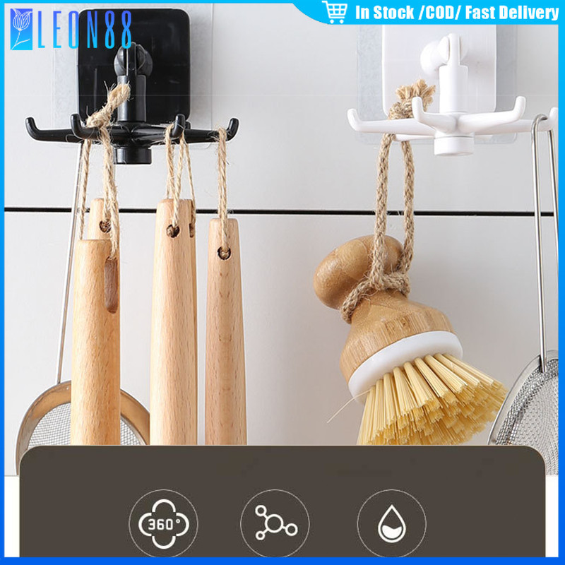 ของมาใหม่！ตะขอเกี่ยวแบบหมุนได้360องศา 6 กรงเล็บ อเนกประสงค์ ไม่ต้องเจาะ สําหรับห้องครัว ห้องน้ำ