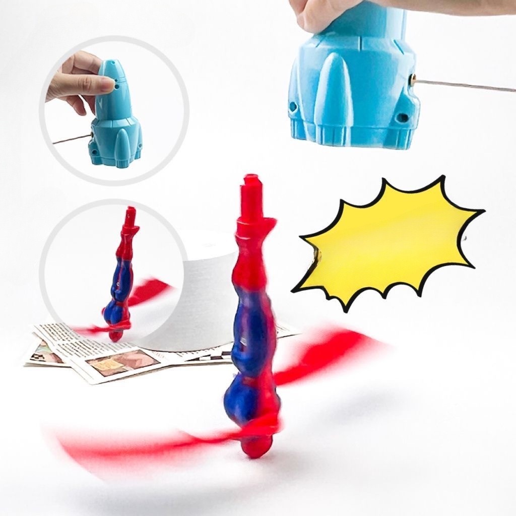 การ์ตูนสไปเดอร์แมนบินของเล่นซูเปอร์แมนกัปตันอเมริกาไอรอนแมนดึงสตริงของเล่นไม้ไผ่แมลงปอปั่นเปิดตัวของเล่น - รูปที่ 4