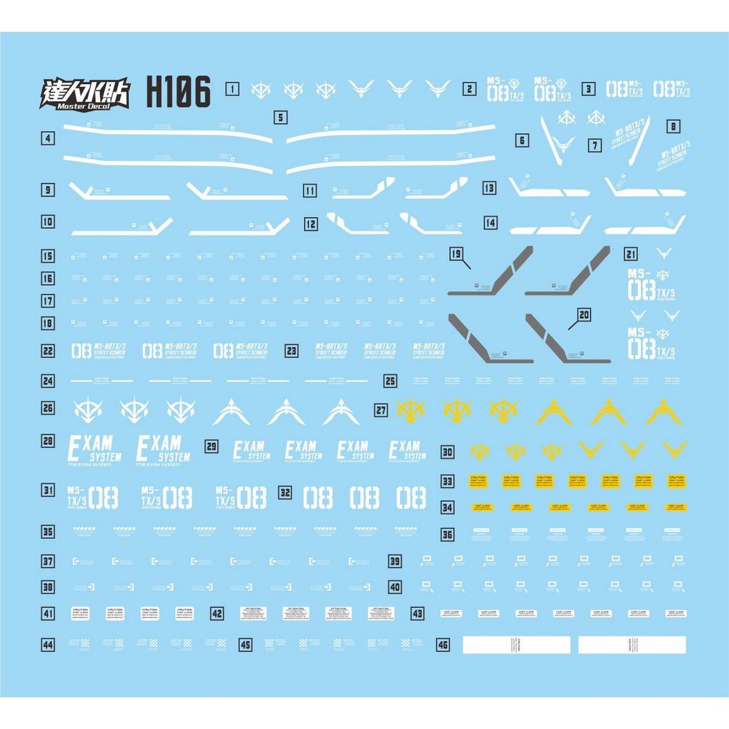 MASTER Water Slide Decal H106 สําหรับ HG 1/144 EFREET Schneid