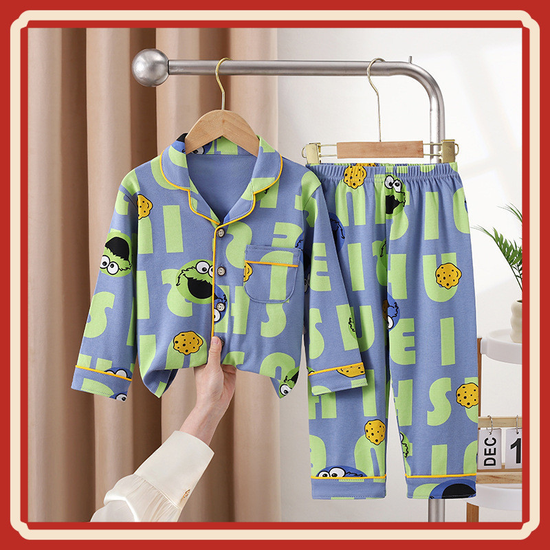 ชุดนอนแขนยาวผ้าฝ้ายน่ารัก Winnie the Pooh สำหรับเด็กชายและเด็กหญิง ฤดูใบไม้ผลิและฤดูใบไม้ร่วง BGE