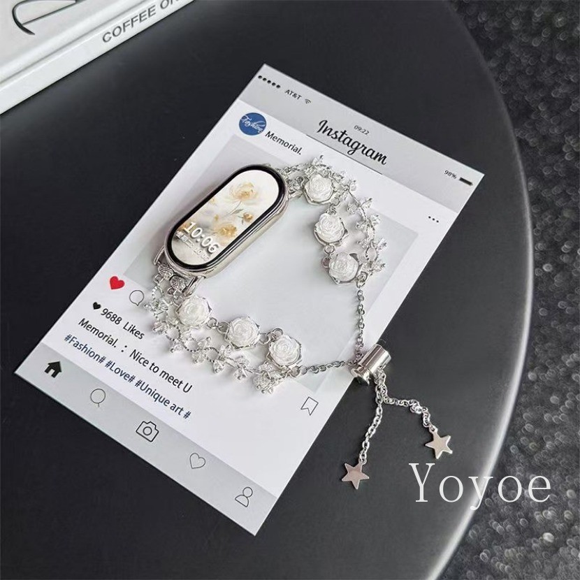 สายลูกปัดดอกกุหลาบสีขาวสําหรับ เสี่ยวหมี่ วงดนตรี 9 8 มือโปร 7 6 5 4 3 สายสร้อยข้อมือดีไซน์ใหม่สําหรับ ไมล์ วงดนตรี 9 8 อุปกรณ์ใช - รูปที่ 6