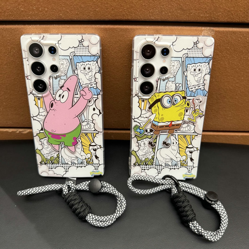SAMSUNG ขายึดการ์ตูนTPU + เชือกเคสโทรศัพท์Samsung Galaxy S25Edge S25 Ultra S25Plus S24 Ultra S24FE S