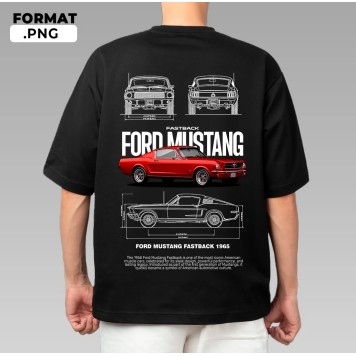 Ford Mustang FastBack 965 เสื้อยืดไมโครไฟเบอร์