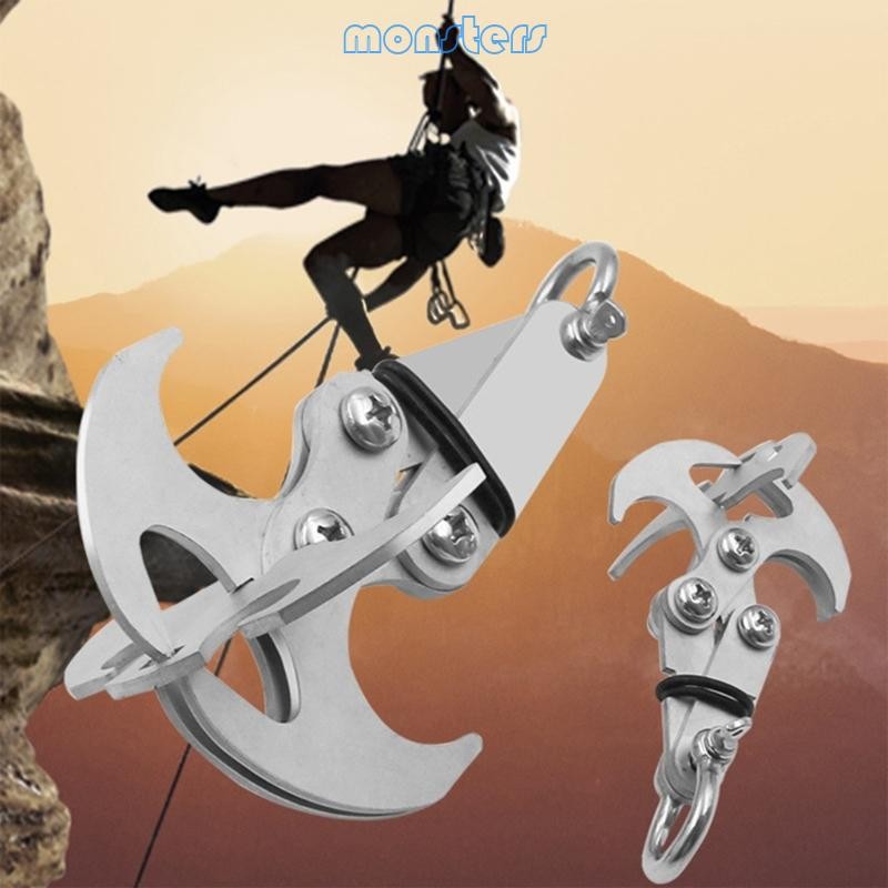 Mon Grappling Hook สแตนเลส Claw Carabiner สําหรับปีนเขากิจกรรมกลางแจ้ง Travel Survival Claw Carabiner เครื่องมือ
