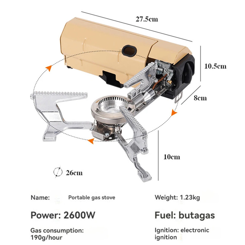 เตาแก๊สพกพา เตาพับกลางแจ้ง ใช้งานได้หลากหลาย ปรับความเข้มของเปลวไฟได้ กันลม เตาปิคนิค เตาแก๊สปิคนิค เตาคาสเซ็ท - รูปที่ 4