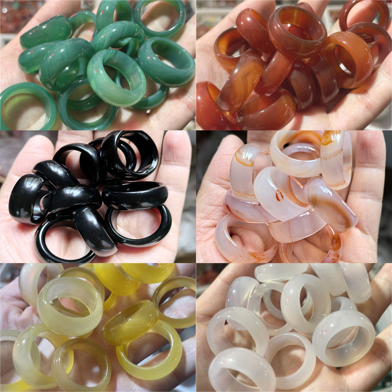 แหวนอาเกตธรรมชาติหลากสีสำหรับผู้ชาย ปรับขนาดได้สะดวก สวมใส่สบาย