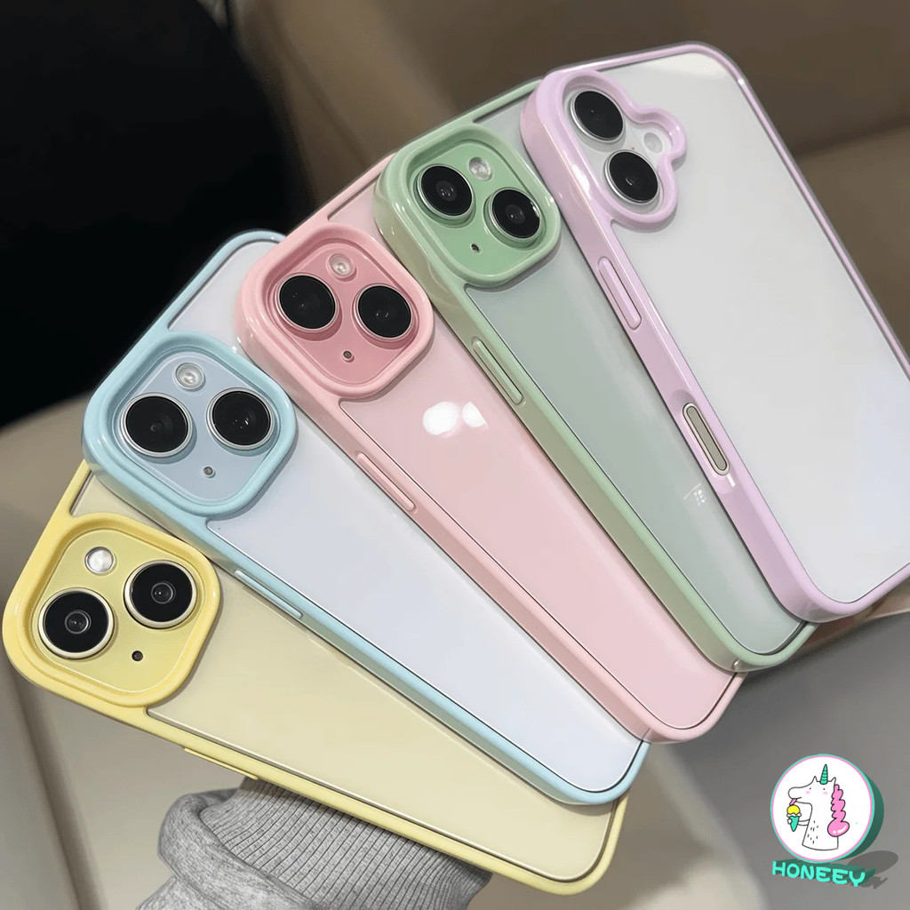 หรูหราโปร่งใสกรอบสีลูกกวาดเคสโทรศัพท์สําหรับ ไอโฟน 16 15 14 มือโปร สูงสุด 12 13 มือโปร สูงสุด สกปรกทนกันชนกันกระแทกฮาร์ดป้องกันปกหลัง