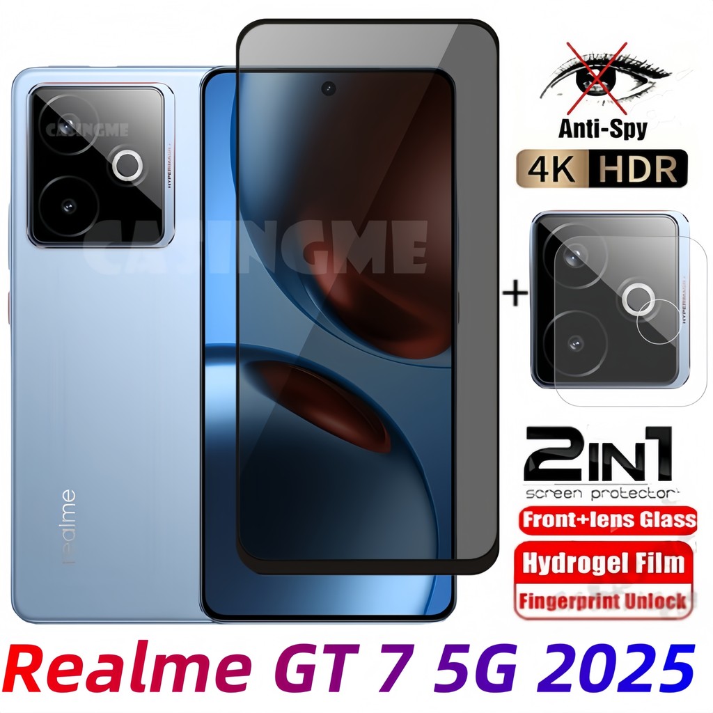 สําหรับRealme GT 7 5G 2025 กระจกนิรภัยส่วนตัวAnti-Spyคลุมทั้งหมดป้องกันหน้าจอAnti Peekความเป็นส่วนตั