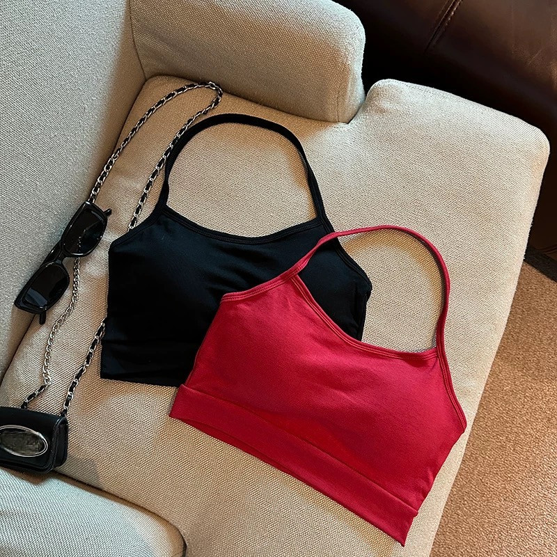 🍓shop_mkl🍓 เสื้อคล้องคอ แฟชั่น สายเดี่ยว ดีเทลสายห้อยคอ มีฟองน้ำในตัวเสื้อผู้หญิง ใส่เที่ยว ออกกำลังกายน่ารักมาก#J524 - รูปที่ 2