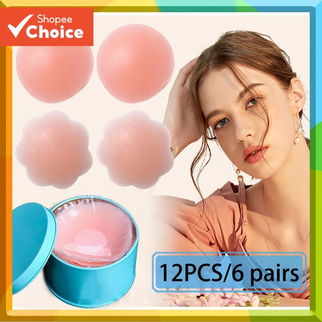 12PCS ซิลิโคนจุกนมครอบคลุม Nipplepatch ที่มองไม่เห็น Nipper สติกเกอร์สําหรับพรมสีแดง Backless แฟชั่น (3X เพิ่มเติมใช้)