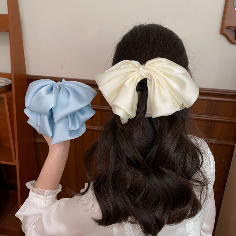 2025 All-Match High-End Texture สีสันซาติน Bow Gripping Clip