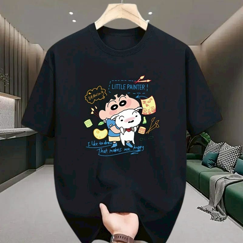 เสื้อ เสื้อยืดชินจัง oversize ลายการ์ตูน สไตล์เกาหลี ผ้านุ่มยืดใส่สบาย ผู้ชาย ผู้หญิงสามารถสวมใส่ได้