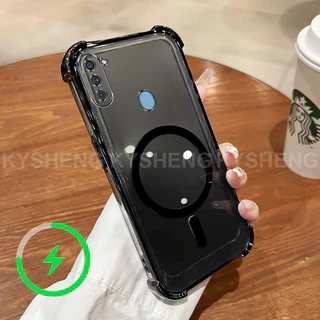 เคสสําหรับ Samsung A11 M11 เคสโทรศัพท์ TPU ชาร์จแม่เหล็กสี่มุมป้องกันการตกนิ่มโปร่งใส WBQ