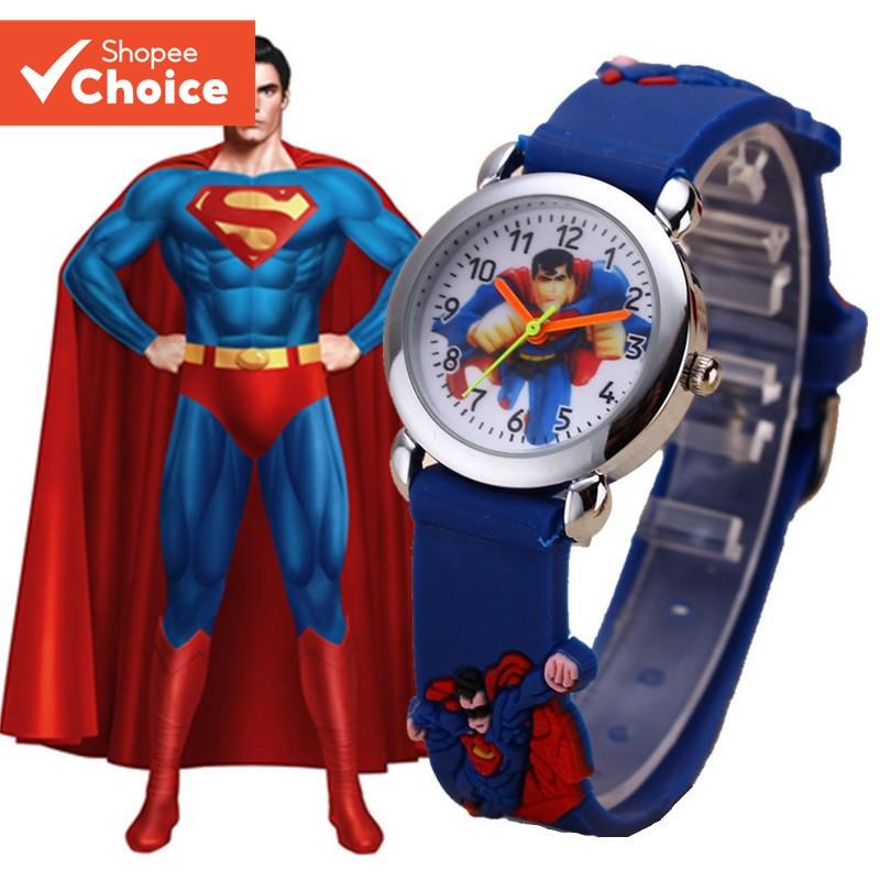 นาฬิกาเด็ก 3D Superman การ์ตูนนาฬิกาดิจิตอลลําลองสําหรับเด็กเด็กผู้ชาย