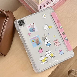 Gen11 A16 เคสไอแพดแม่เหล็กน่ารัก รองรับ Air4/5/6/7/8 M3 Pro11 Gen10 10.9 แผงด้านหลังอะครีลิคใสพับตั้งได้ ป้องกันรอบตัว