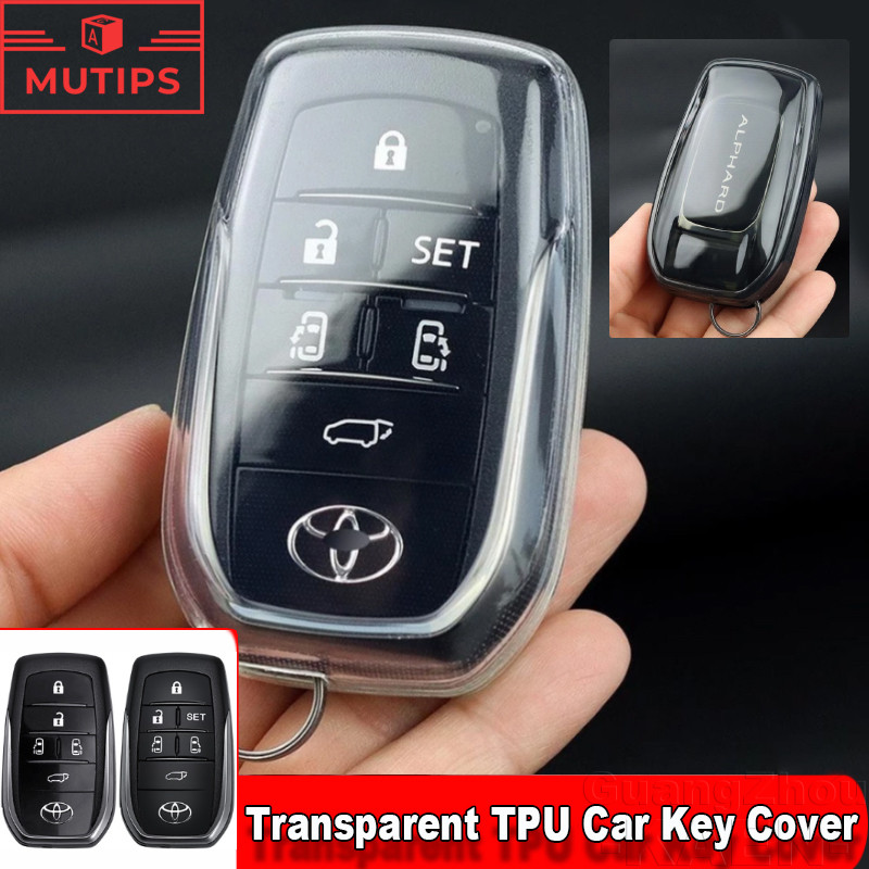 โปร่งใส TPU เคสกุญแจรถยนต์ เคสกุญแจรีโมทรถยนต์ สำหรับ Toyota Alphard Vellfire