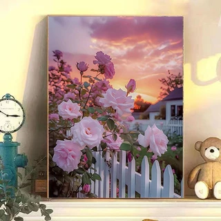 มีกรอบ ภาพวาดระบายสีตามตัวเลข ขนาด DIY ระบายสีตามตัวเลข 30*40 ซม.สไตล์ญี่ปุ่น สําหรับตกแต่งบ้าน