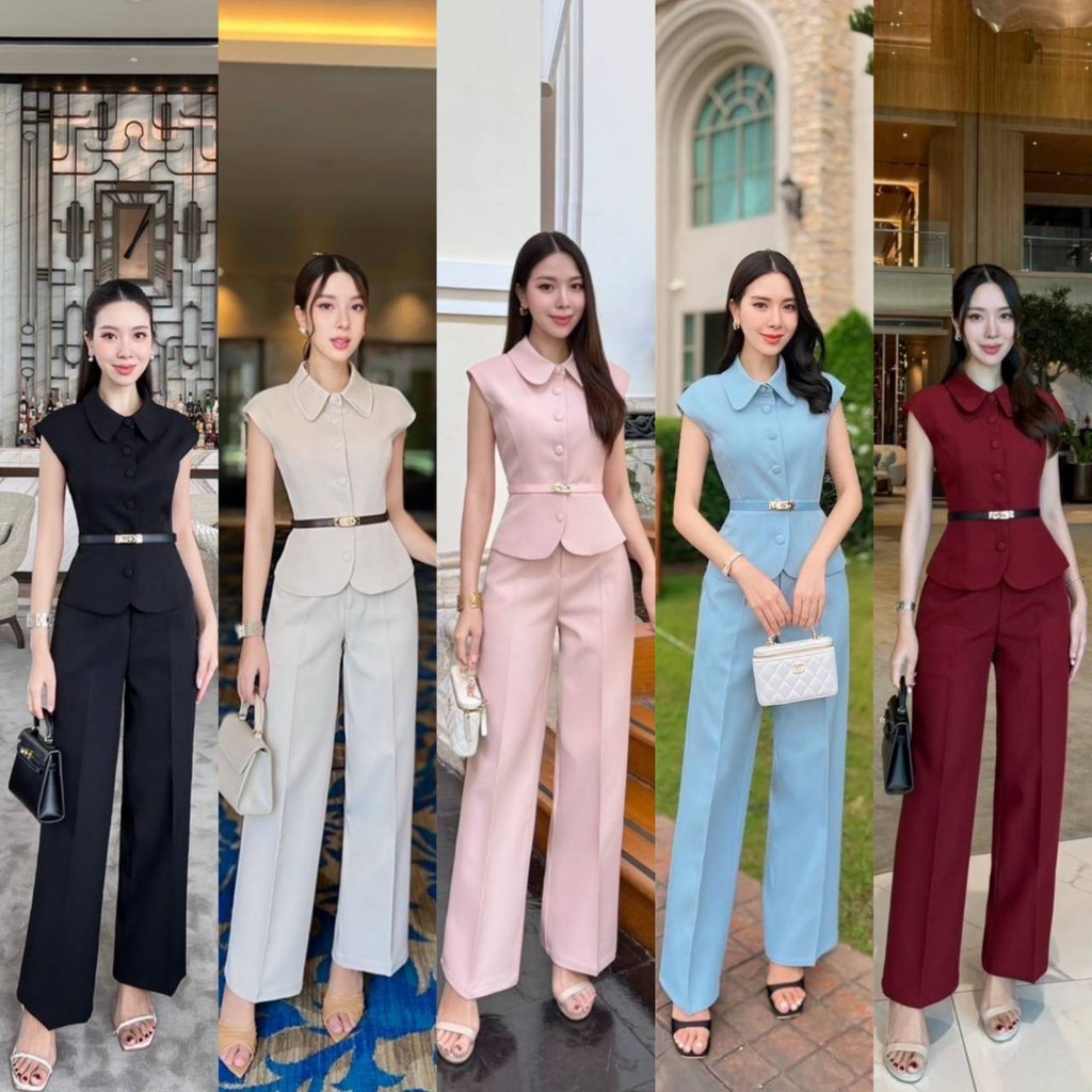 (พร้อมส่ง) Shimmer4 5 9 เซตเสื้อปกเชิ้ตงานกระดุมหน้าแพทเทิร์นสวยเข้ารูปมีซับในทั้งตัว ร้าน Q.