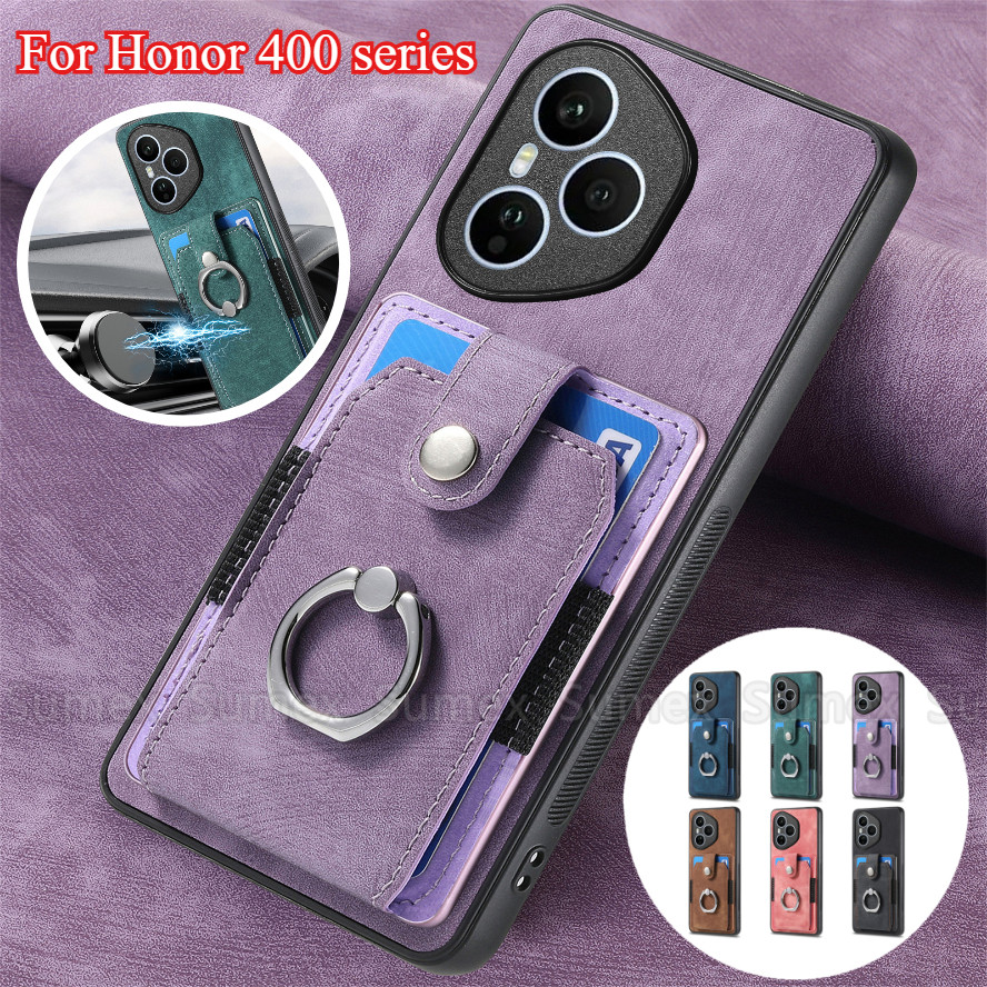 ฝาครอบหนังเคลือบสําหรับ Honor400 Pro Honor 400 Lite 5G เคสโทรศัพท์รถผู้ถือแม่เหล็กพลิกกระเป๋าสตางค์ช่องใส่การ์ดปลอกกันกระแทกขาตั้งแหวน ABR-NX1 DNP-NX9 DNY-NX9 2025