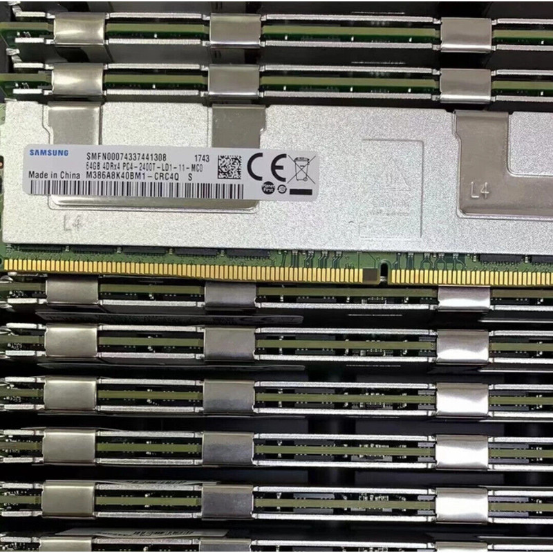 Samsung 64GB DDR4 RAM 2400MHz ECC DIMM หน่วยความจําเซิร์ฟเวอร์ 4DRx4 PC4-2400T PC4-19200 ใหม่
