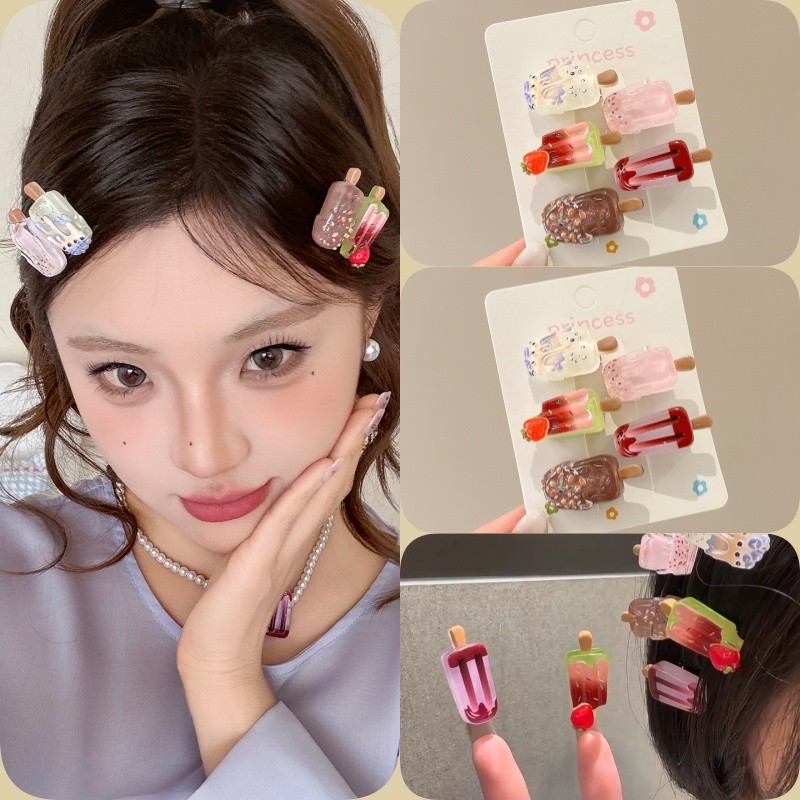กิ๊บติดผมเฉพาะไอศกรีมขนาดเล็กสําหรับเด็กผู้หญิงน่ารักผมม้าเครื่องประดับผมคุณภาพสูงสไตล์อิน