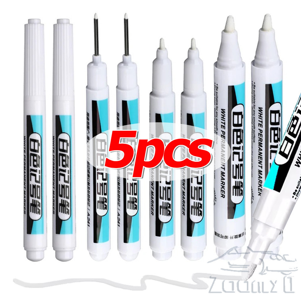 1/3/5pcs สีขาวถาวร Marker ปากกา - 0.7/1.0/2.5 มม.สี Marker - Deep Hole Marker สําหรับไม้ Rock พลาสติกหนังแก้วหินโลหะ