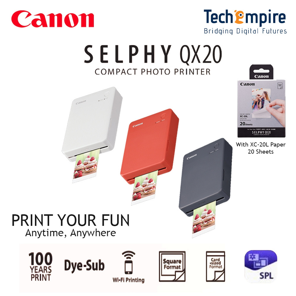 Canon Selphy Square & Card Size QX20 / QX-20 เครื่องพิมพ์ภาพถ่ายขนาดกะทัดรัด