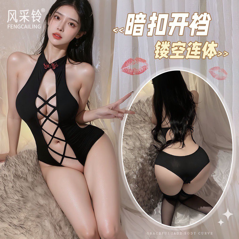 ชุดบอดี้สูทเซ็กซี่ BD6918 บอดี้สูทเปิดหน้าสายไขว้ [ถูกที่สุด] By SainamShop ชุดนอนไม่ได้นอน ชุดนอนเซ็กซี่