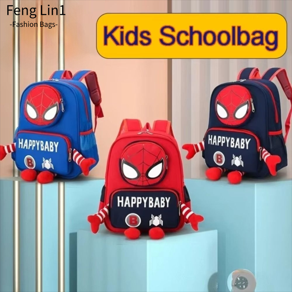 FLIN กระเป๋าเป้ Spiderman,สเตอริโอความจุขนาดใหญ่กระเป๋าเป้สะพายหลังซูเปอร์ฮีโร่,สบายอะนิเมะสายรัดปรับได้Breathableกระเป๋านักเรียนนักเรียนอนุบาล