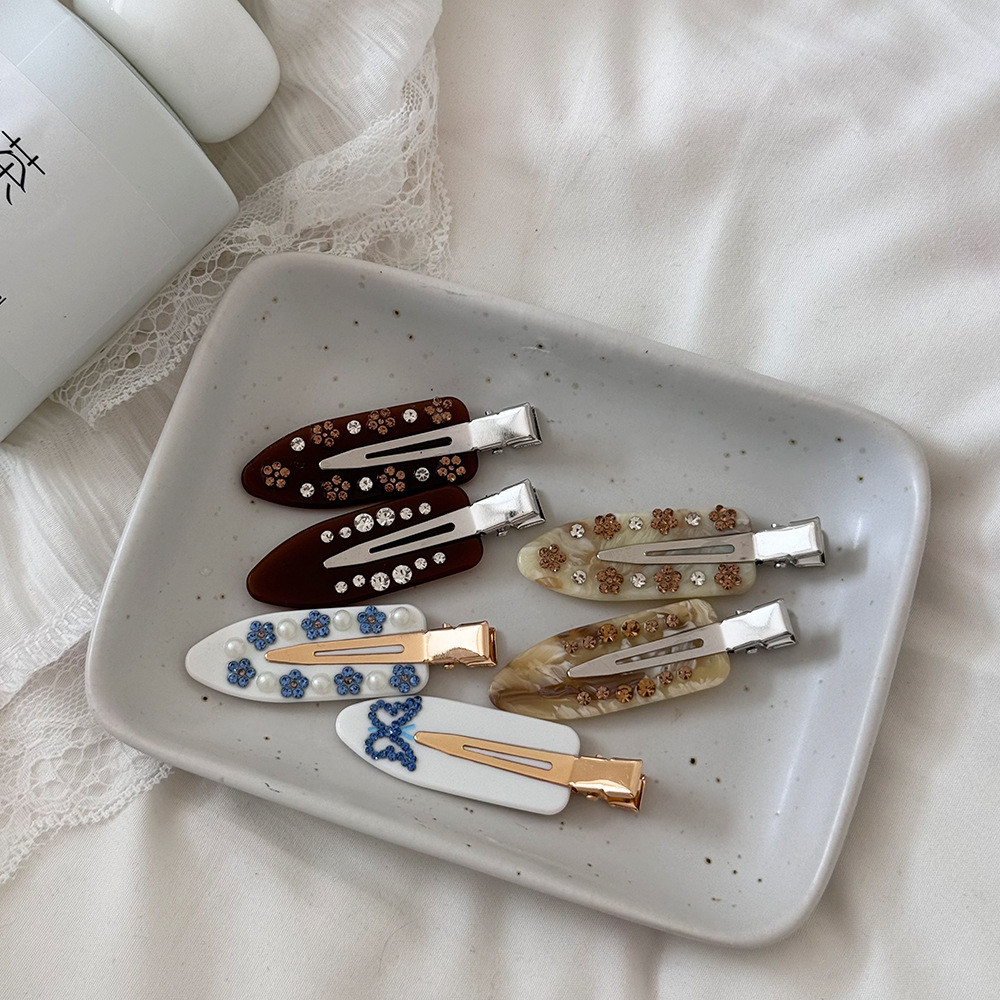 Mouga/French Blogger วรรณกรรมสไตล์เพชร Acetate กิ๊บติดผมหญิง Niche Design Sense Girl ด้านข้างคลิป Bangs