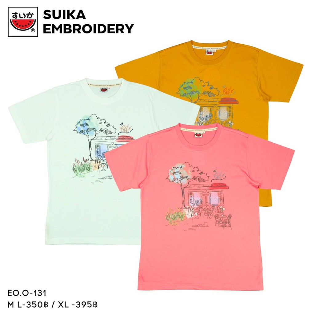 เสื้อแตงโม (SUIKA) -  เสื้อยืดคอกลมแขนสั้น ลายปัก พิมพ์ (EO.O-131)