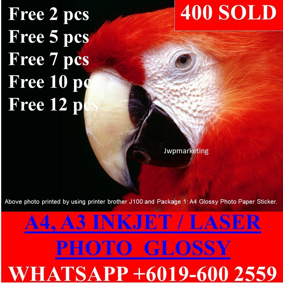 A4 GLOSSY PHOTO กระดาษสติกเกอร์ GLOSSY STICKER MIRRORKOTE สติ๊กเกอร์ INKJET & LASER