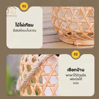 โคมไฟระย้าหวาย LED โคมไฟหวาย 800MAH ไฟโซล่าเซลล์ กันน้ํา ไฟสวนพลังงานแสงอาทิตย์ การตกแต่งภายนอก