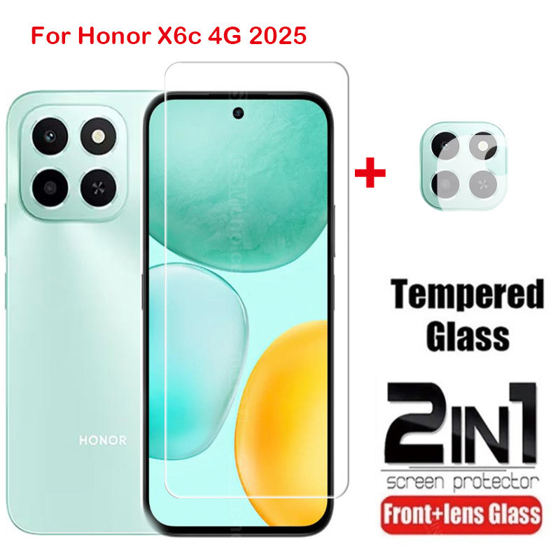 ฟิล์มกระจกนิรภัย ForHonor X6c HonorX6C X 6 c X6c 4G 5G 2025 ป้องกันหน้าจอกล้องกลับเลนส์ป้องกันกระจกคลุมทั้งหมดฟิล์มด้านหน้า