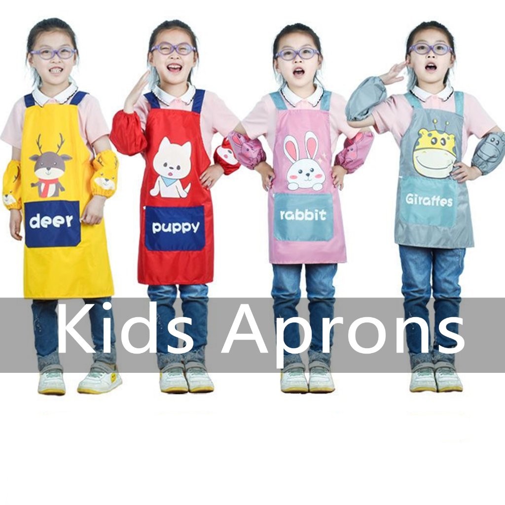 1-10Y Kids Waterproof Art Craft Apron Long Sleeve Smock Children's Fabric Aprons Cartoon animals  Ap