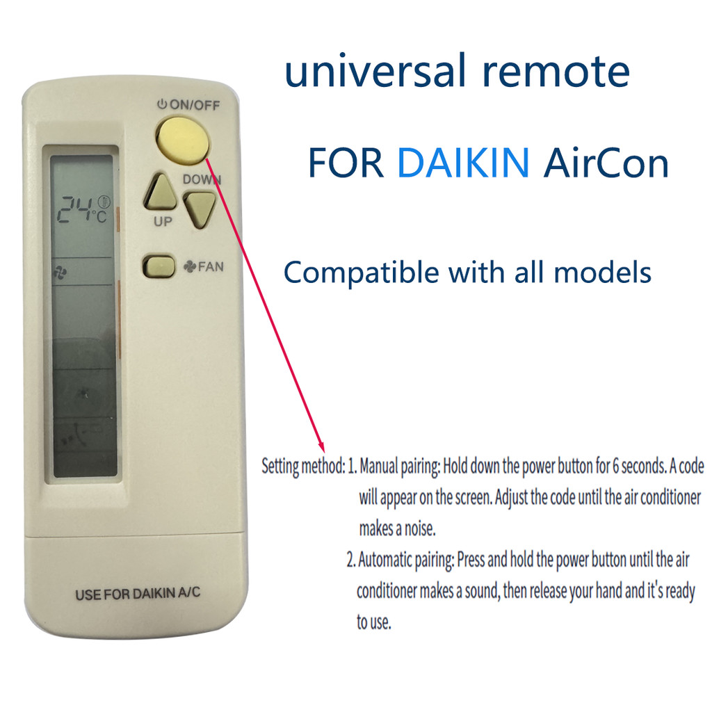 รีโมทแอร์ไดกิ้นแบบสากล DAIKIN รุ่นใหม่ ใช้ได้ทุกรุ่น (เหมาะกับแอร์สปลิต) ตั้งค่าง่าย