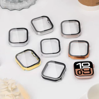 ปกกระจกนิรภัย PC กรณีแข็ง for IWatch Apple Watch Ultra/SE 3 2 Series 11 10 9 8 7 6 5 4 3 49mm 46mm 45 41mm 42 38mm 40mm