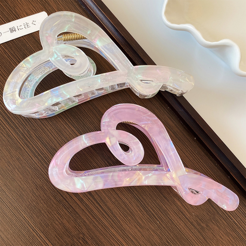 12 ซม.สีเยลลี่โปร่งใส Love กิ๊บติดผมสีสันสดใส Hollow Back Head ผม Shark คลิปคว้าคลิปน้ําแข็งโปร่งใส All-Match
