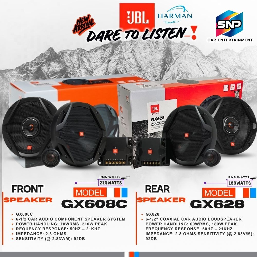 SNPจัดจำหน่าย ของเเท้รุ่นท๊อป JBL GX-SERIES รุ่น GX608C เเละ GX628 ชุดลำโพงคู่หน้าหลังติดรถยนต์ 50-2