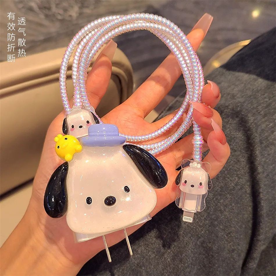 น่ารัก Pochacco Android charger สําหรับ VIVO 120w V40 80W V8073L0A1 charger ป้องกันสาย protector ประเภท C