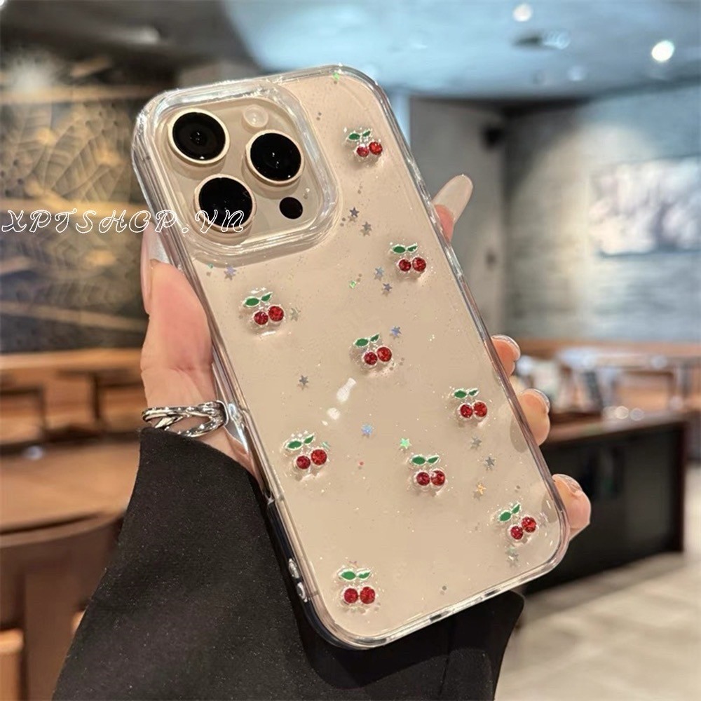 เชอร์รี่เรซิ่นเคสโทรศัพท์สําหรับ ไอโฟน 17 มือโปร สูงสุด 16 บวก 15 14 13 12 11 กันกระแทกป้องกันปลอก – โปรปัง