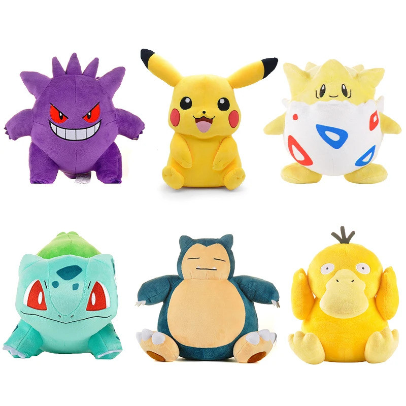 Kawaii Pokemon Stuff Plush Toys Pikachu Gengar Snorlax Psyduck Bulbasaur Togepi Anime Soft Dolls Kid