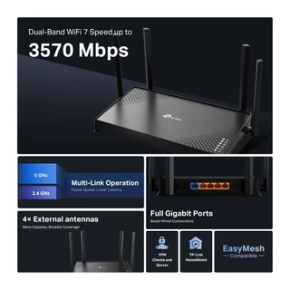 TP-Link Archer BE220 BE3600 Dual-Band Wi-Fi 7 Router รับประกันตลอดอายุการใช้งาน