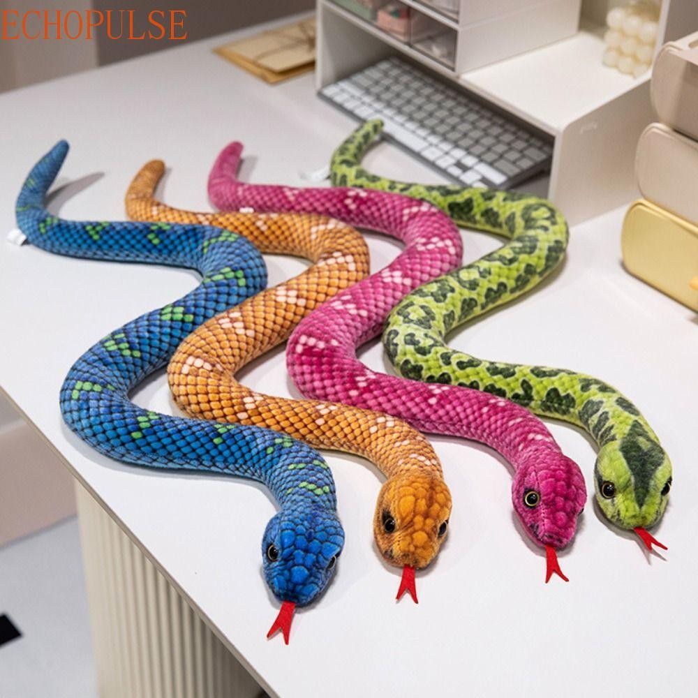 ECHOPULSE งูจําลองของเล่นตุ๊กตา,ปลอม Anaconda นุ่มปีงูของเล่นตุ๊กตา,เครื่องประดับเหมือนจริงงูน้อยตุ๊