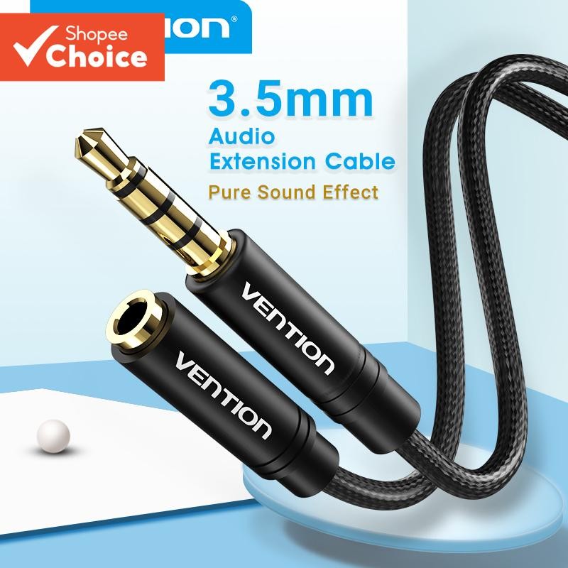 Vention สายต่อเสียง Male to Female Aux Jack Mic หูฟัง 3.5 มม. สําหรับ Mp3 Mp4 Player Tablet